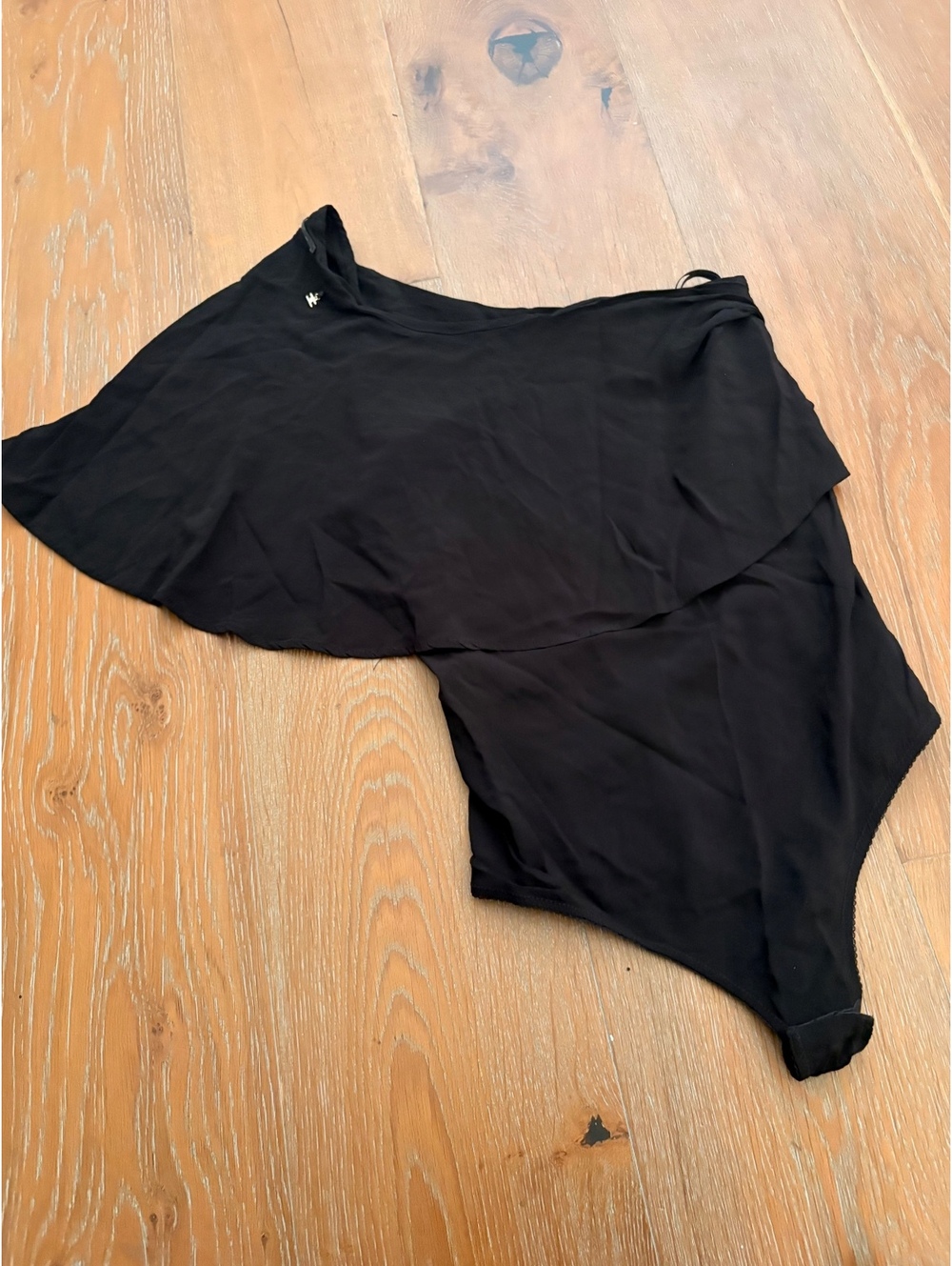 ELisabetta Franchi Black One-Shoulder Ruffle Bodysuit Chic Size M